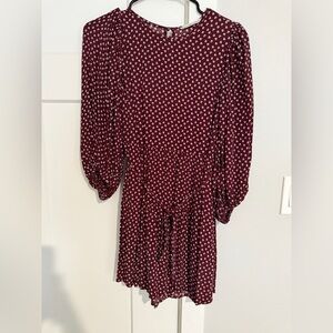 Abercrombie & Fitch Maroon Floral Long Sleeve Dress